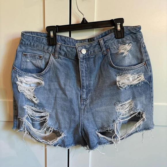 Top shop mom shorts size 14 distressed - Picture 1 of 3